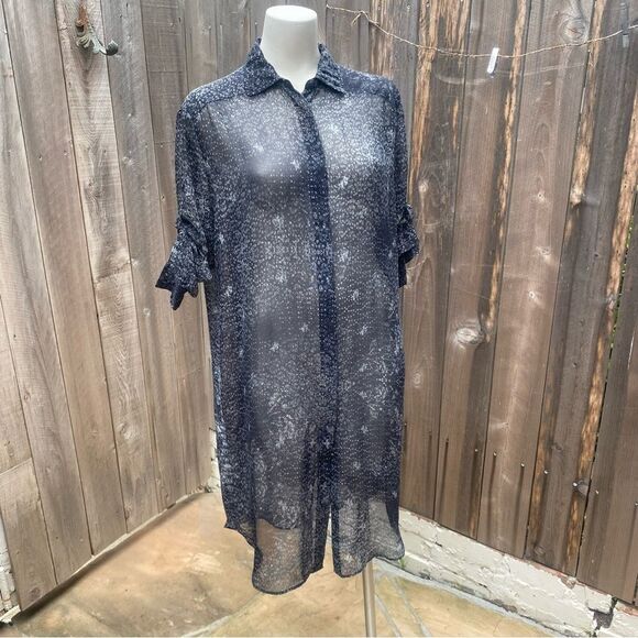 All Saints Sheer gray Button-Up tunic size 4 - Picture 1 of 8